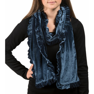 Black Ruffled Velvet Scarf