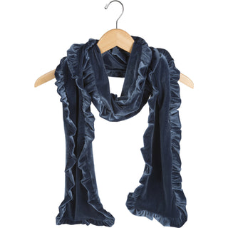 Black Ruffled Velvet Scarf
