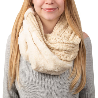 Winter    Cable Knit & Faux Fur Infinity Scarf