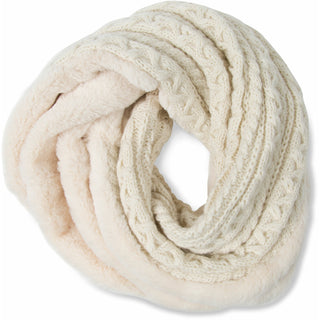 Winter Cable Knit & Faux Fur Infinity Scarf