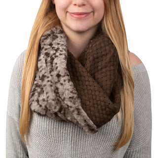 Weave Knit & Faux Fur Infinity Scarf