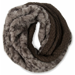 Weave Knit & Faux Fur Infinity Scarf