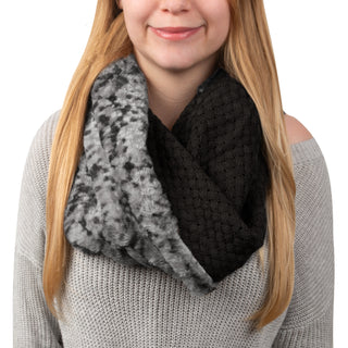 Weave Knit & Faux Fur Infinity Scarf