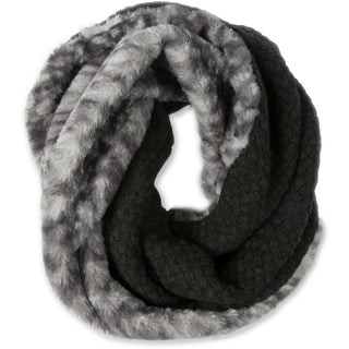 Weave Knit & Faux Fur Infinity Scarf