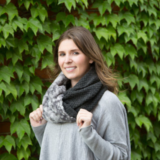 Weave Knit & Faux Fur Infinity Scarf