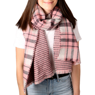 Twilight Blush 74.5" x 25.5" Plaid Scarf