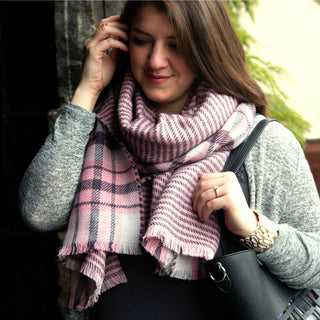 Twilight Blush 74.5" x 25.5" Plaid Scarf