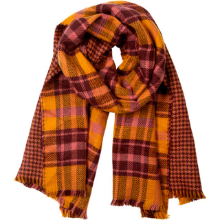 Apricot Sunset 74.5" x 25.5" Plaid Scarf