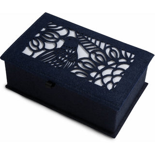 Navy and Ivory 7.75" x 5" x 2.75" Small Jewelry Box