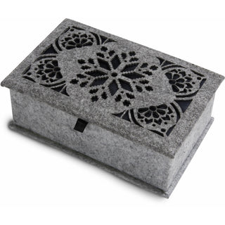 Heather Gray and Navy 7.75" x 5" x 2.75" Small Jewelry Box