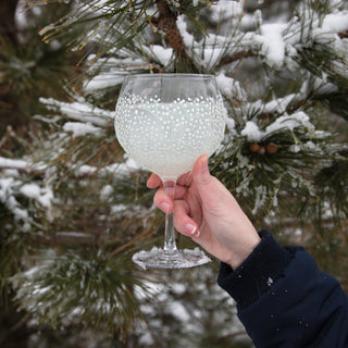 White Branches 24 oz Hand Decorated Glass