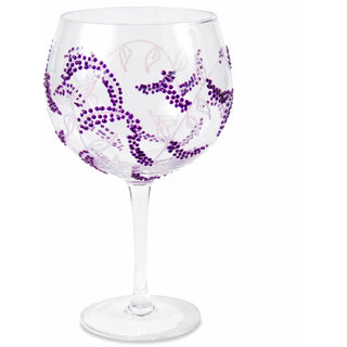 Purple Flowers 24 oz Hand Decorated Glass