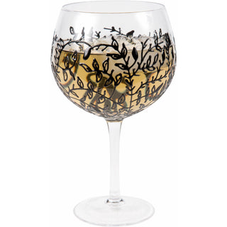 Black Vines 24 oz Hand Decorated Glass