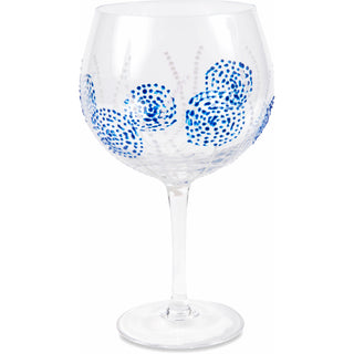 Blue Circles 24 oz Hand Decorated Glass