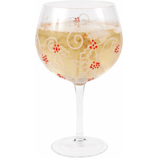 Red Berry Swirl 24 oz Hand Decorated Glass