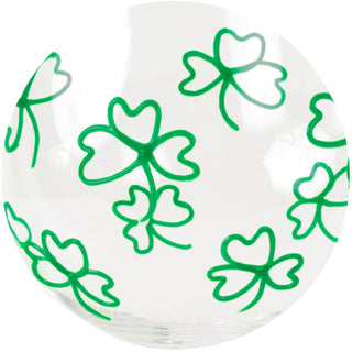 Green Shamrocks 24 oz Hand Decorated Glass