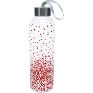 Red Dots 16.5 oz Hand Decorated Glass Water Bottle