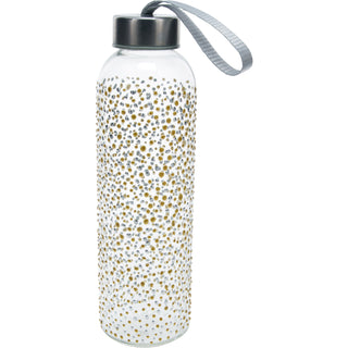 Gold & Silver Dots 16.5 oz Hand Decorated Glass Water Bottle