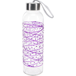 Purple Tangle 16.5 oz Hand Decorated Glass Water Bottle