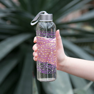 Purple Tangle 16.5 oz Hand Decorated Glass Water Bottle