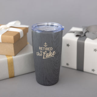 The Lake 20 oz Wood Finish Stainless Steel Travel Tumbler