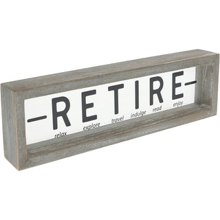 Retire 10" x 3" Wood Framed Glass Plaque