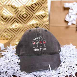 Uncork The Fun Gray Adjustable Hat