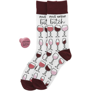 Red Wine Bitch Cotton Blend Socks with Silicone Bottle Stopper