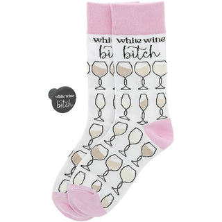 White Wine Bitch Cotton Blend Socks with Silicone Bottle Stopper