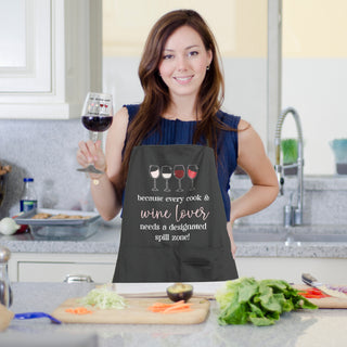 Cook & Wine Lover 100% Cotton Adjustable Apron