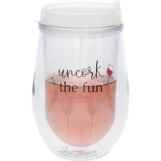 Uncork 12 oz Acrylic Stemless Wine Glass with Lid