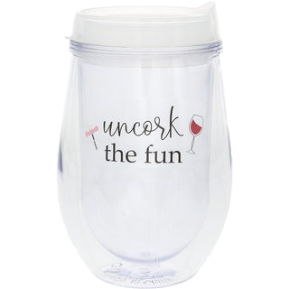 Uncork 12 oz Acrylic Stemless Wine Glass with Lid