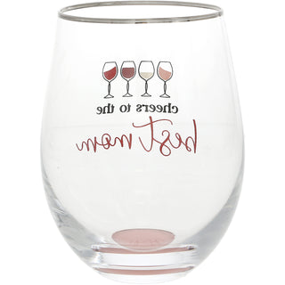 Best Mom Gift Boxed 18 oz Stemless Wine Glass