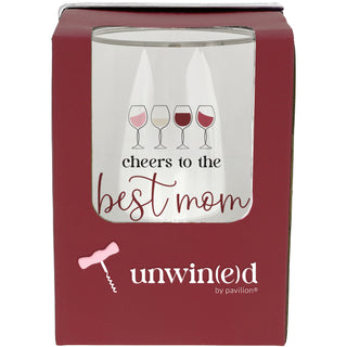 Best Mom Gift Boxed 18 oz Stemless Wine Glass