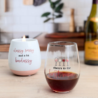 Best Mom Gift Boxed 18 oz Stemless Wine Glass