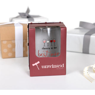 Best Mom Gift Boxed 18 oz Stemless Wine Glass