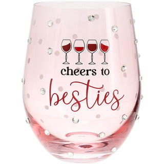 Besties Gift Boxed 18 oz Stemless Wine Glass
