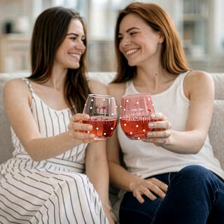 Besties Gift Boxed 18 oz Stemless Wine Glass