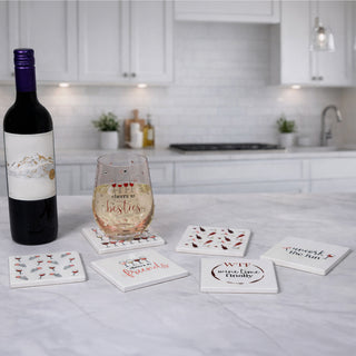 Wine Time 4" Ceramic Coasters (Set of 6)