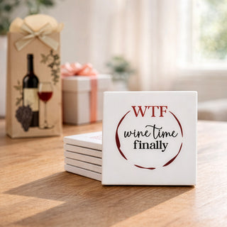 Wine Time 4" Ceramic Coasters (Set of 6)