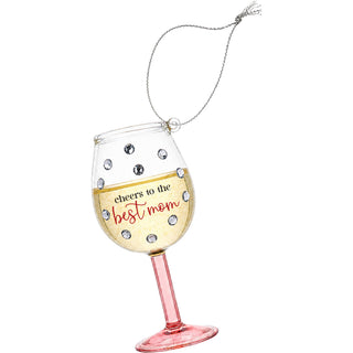 Best Mom 4" Mini Wine Glass Ornament