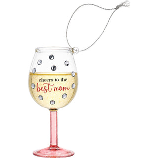 Best Mom 4" Mini Wine Glass Ornament