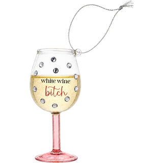 White Wine Bitch 4" Mini Wine Glass Ornament