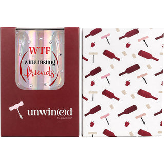 Wine Tasting Friends Gift Boxed 18 oz Stemless Wine Glass