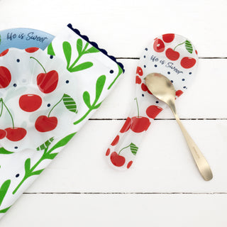 Cherries 9.25" Glass Spoon Rest