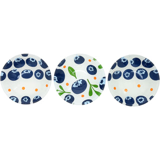 Blueberries 11" Glass Serving Tray with 3 Bowls