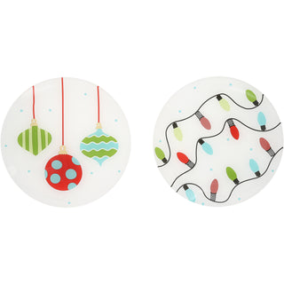 Holiday 8" Glass Appetizer Plates (Set of 2)