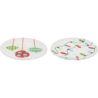 Holiday 8" Glass Appetizer Plates (Set of 2)