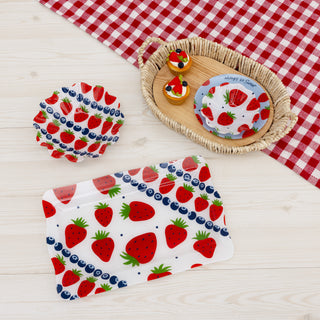 Strawberries 16.75" x 11" Glass Serving Tray