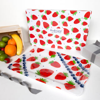 Strawberries 16.75" x 11" Glass Serving Tray